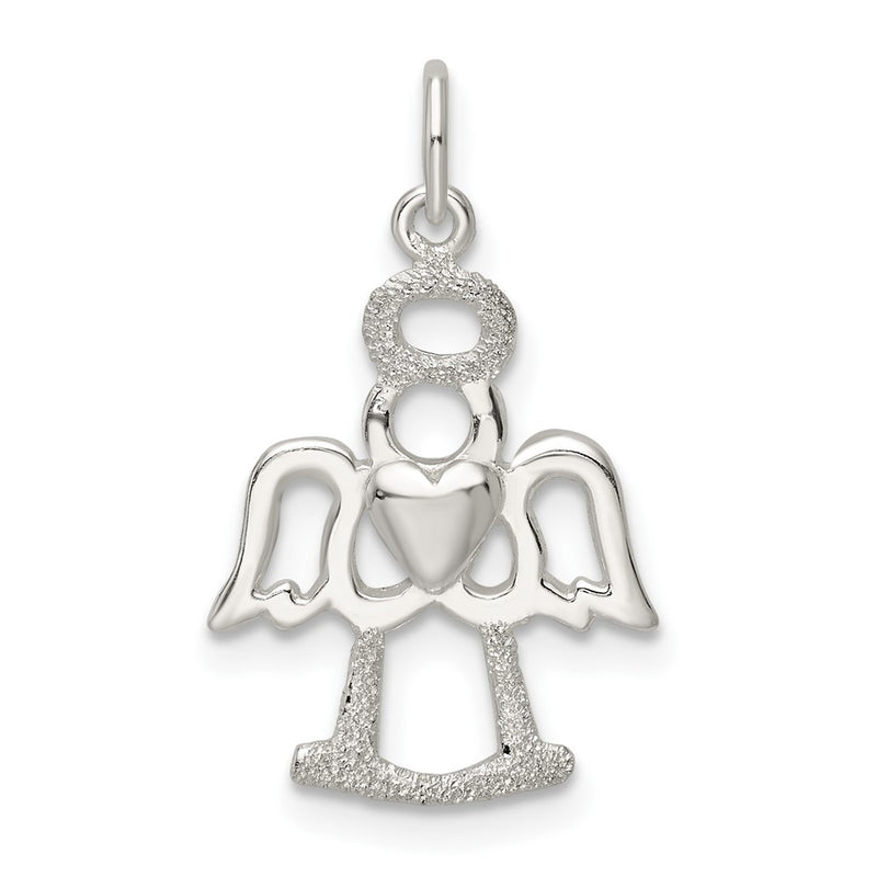 Sterling Silver Polished And Lasered Angel Pendant
