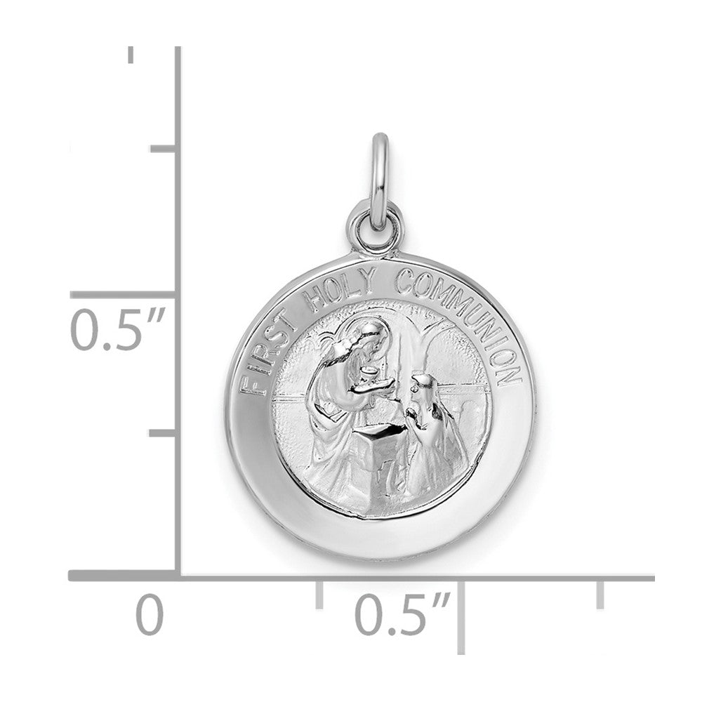 Sterling Silver Rhodium-Plated Polished Solid 1St Holy Communion Pendant