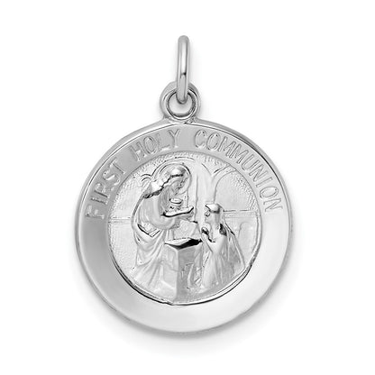 Sterling Silver Rhodium-Plated Polished Solid 1St Holy Communion Pendant
