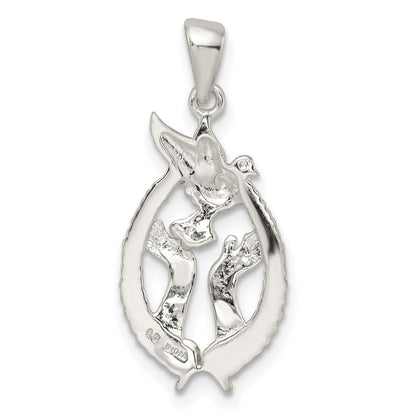 Sterling Silver Polished Dove With Hands Pendant
