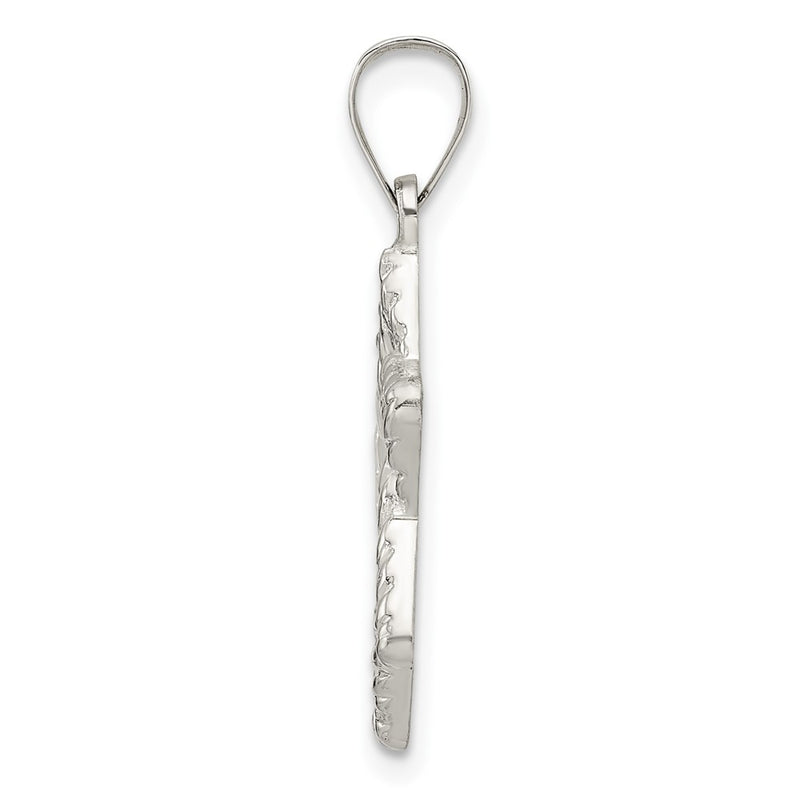 Sterling Silver Polsihed and Textured Solid Star of David Pendant