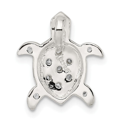 Sterling Silver Polished Cz Turtle Chain Slide