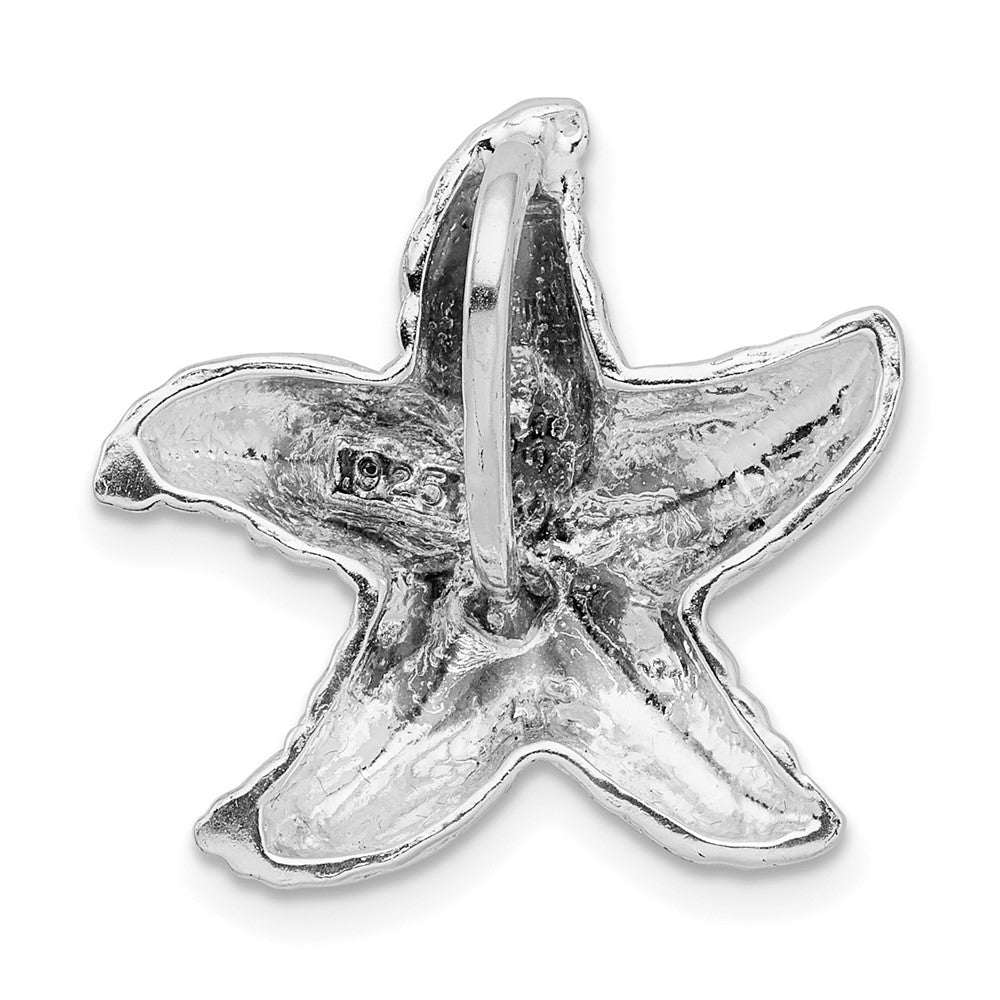 Sterling Silver De-Ani Rhodium-Plated Polished And Textured Starfish Slide