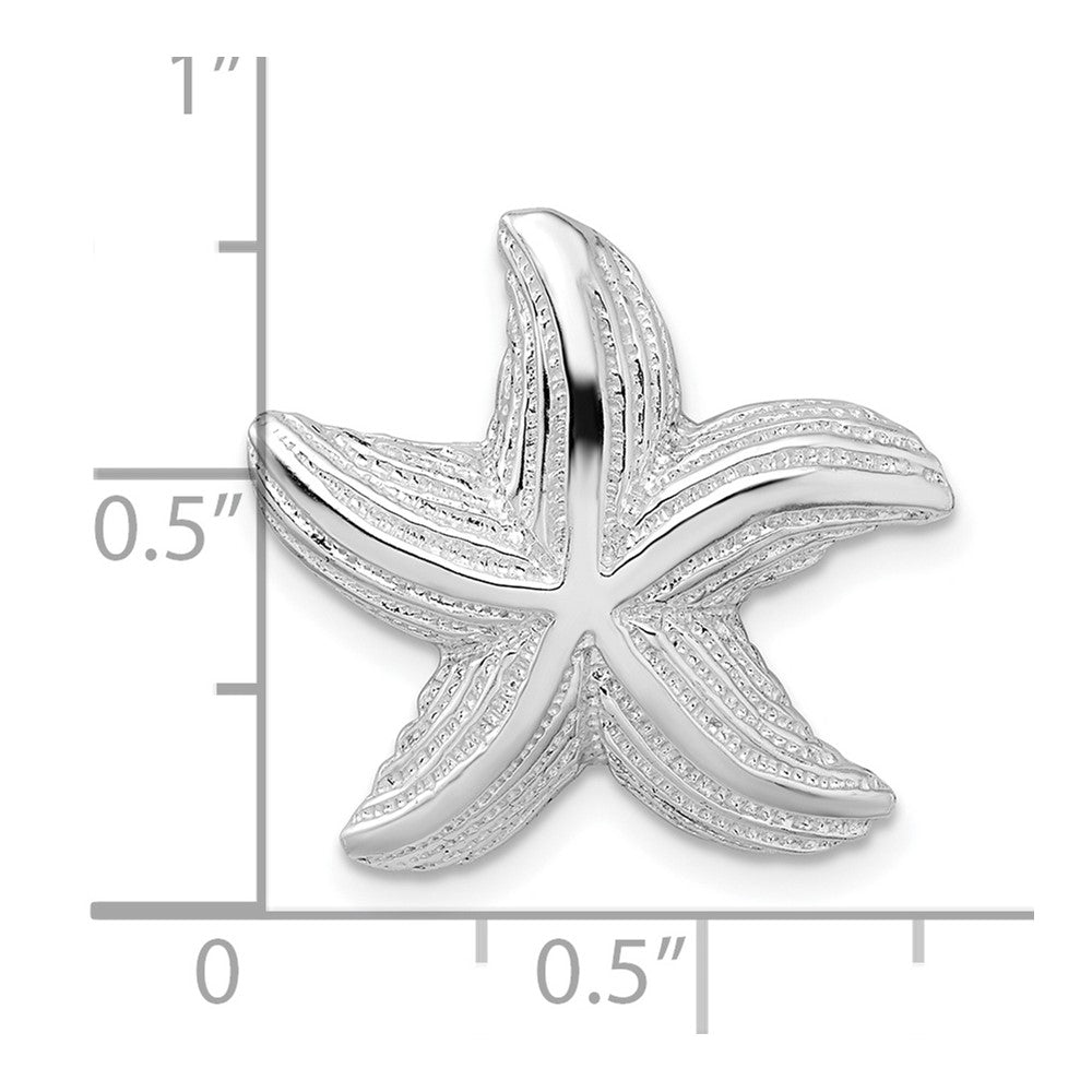 Sterling Silver De-Ani Rhodium-Plated Polished And Textured Starfish Slide