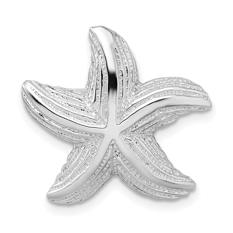 Sterling Silver De-Ani Rhodium-Plated Polished And Textured Starfish Slide