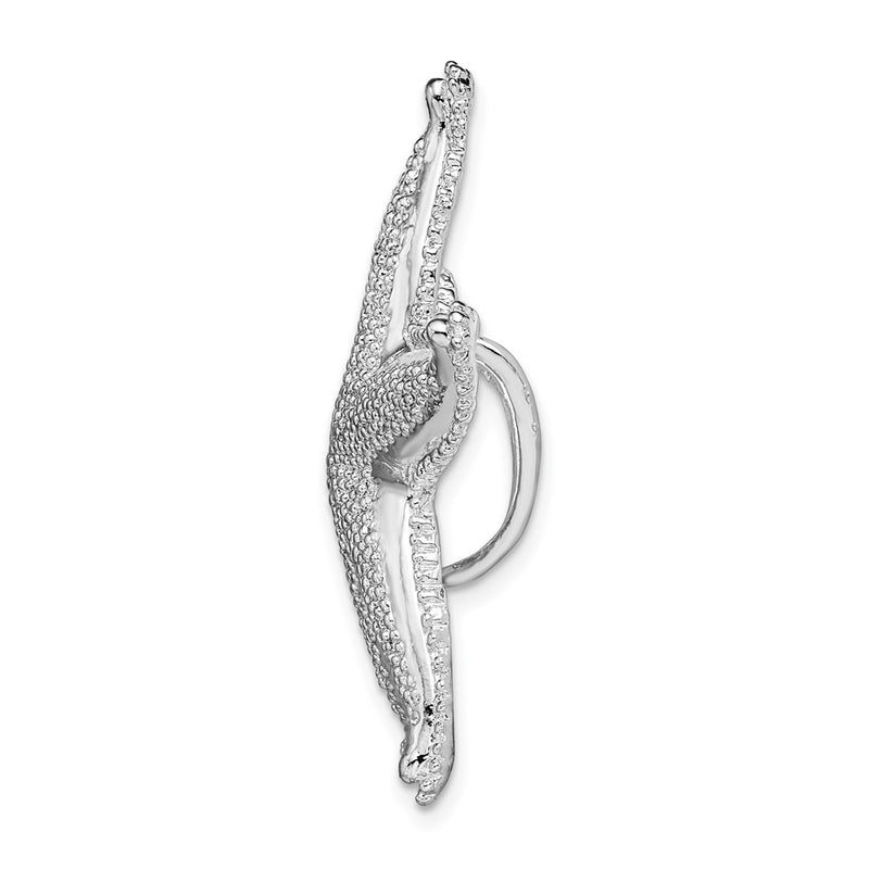 Sterling Silver De-Ani Rhodium-Plated Polished And Textured Starfish Slide