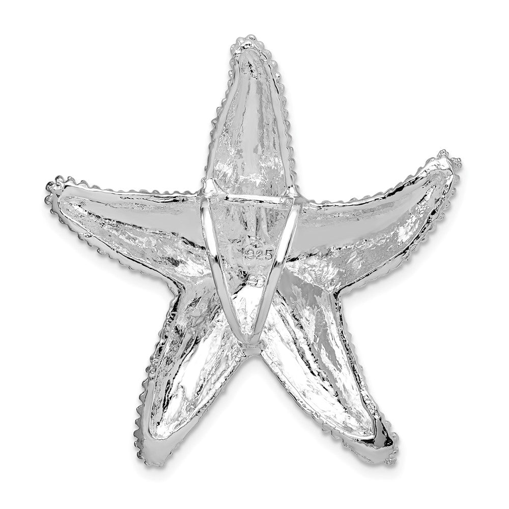 Sterling Silver De-Ani Rhodium-Plated Polished And Textured Starfish Slide