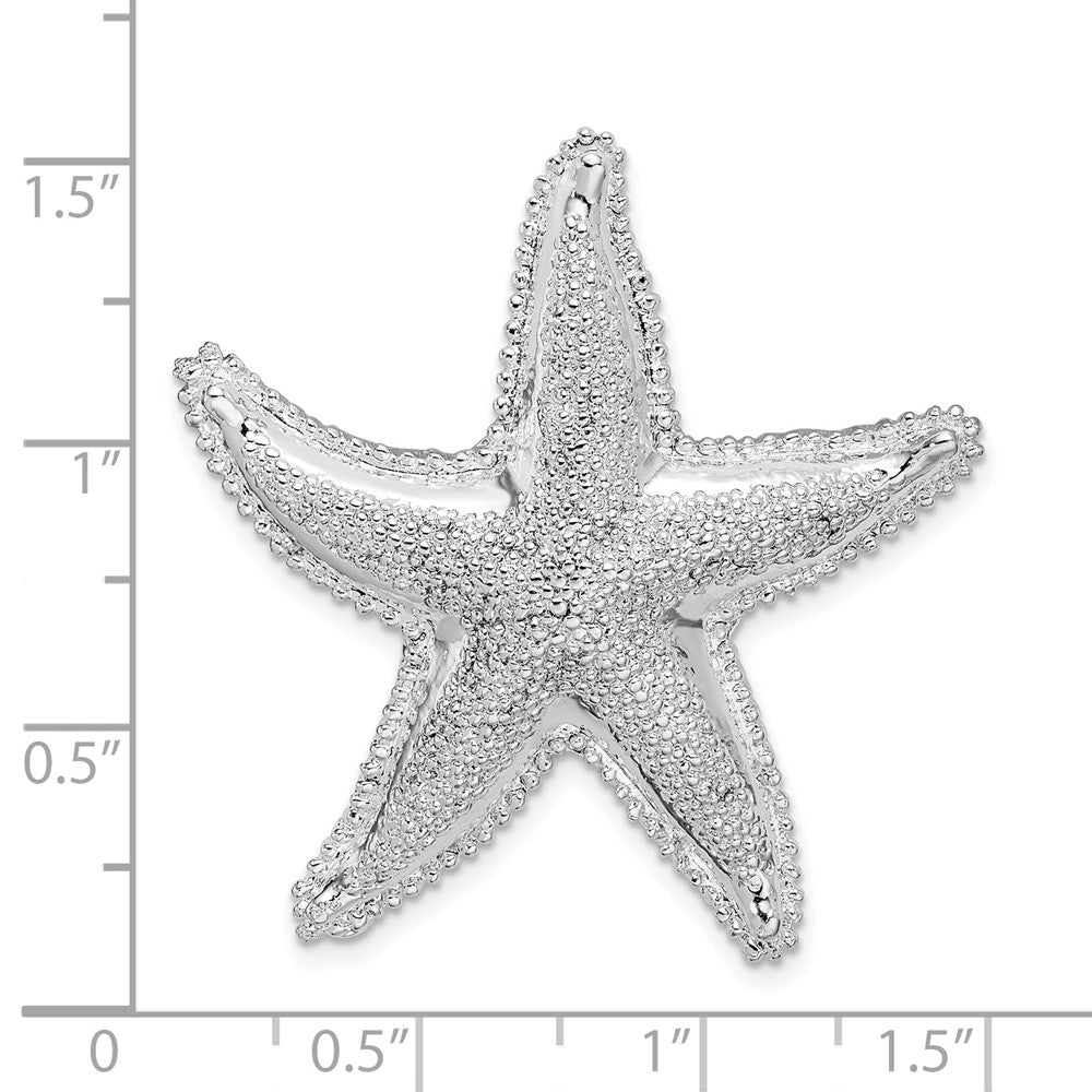 Sterling Silver De-Ani Rhodium-Plated Polished And Textured Starfish Slide