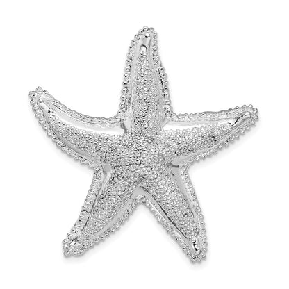 Sterling Silver De-Ani Rhodium-Plated Polished And Textured Starfish Slide