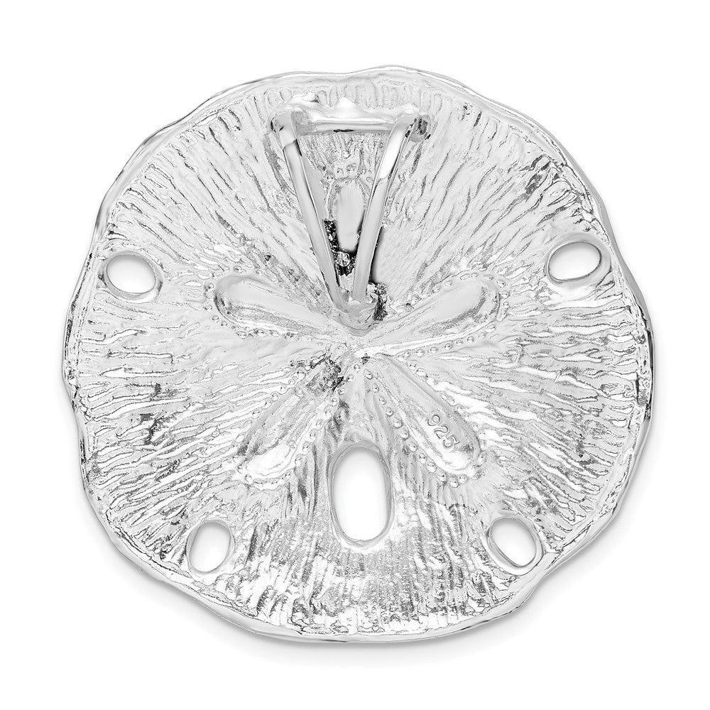 Sterling Silver De-Ani Rhodium-Plated Polished And Textured Large Sand Dollar Slide