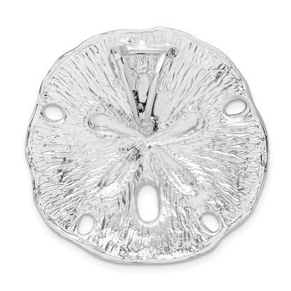 Sterling Silver De-Ani Rhodium-Plated Polished And Textured Large Sand Dollar Slide