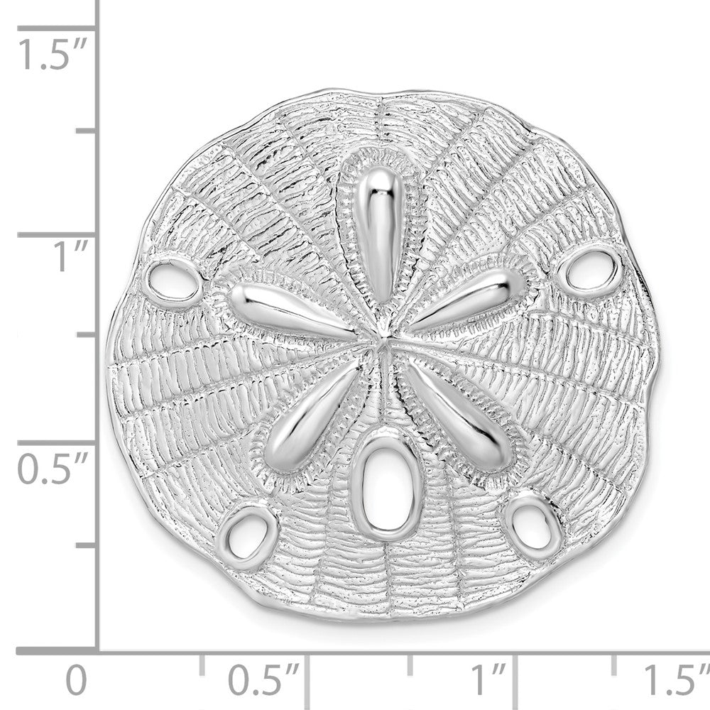 Sterling Silver De-Ani Rhodium-Plated Polished And Textured Large Sand Dollar Slide