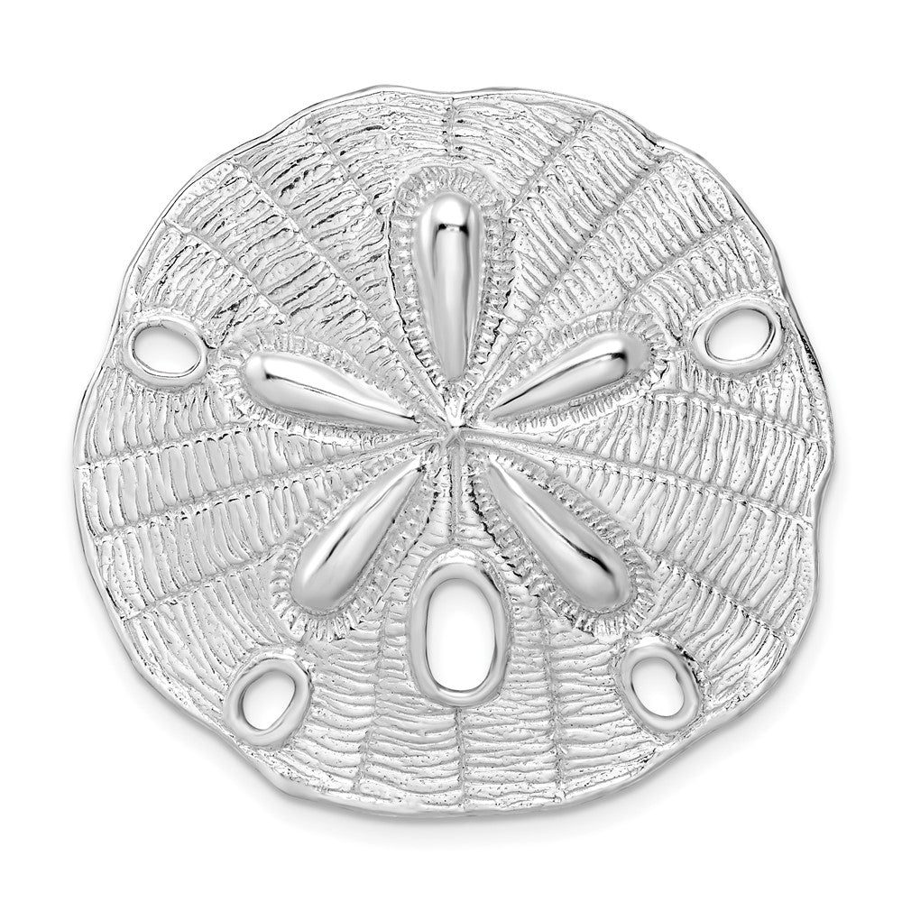 Sterling Silver De-Ani Rhodium-Plated Polished And Textured Large Sand Dollar Slide