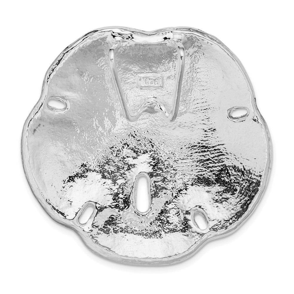 Sterling Silver De-Ani Rhodium-Plated Polished Sand Dollar With Scalloped Edge Slide