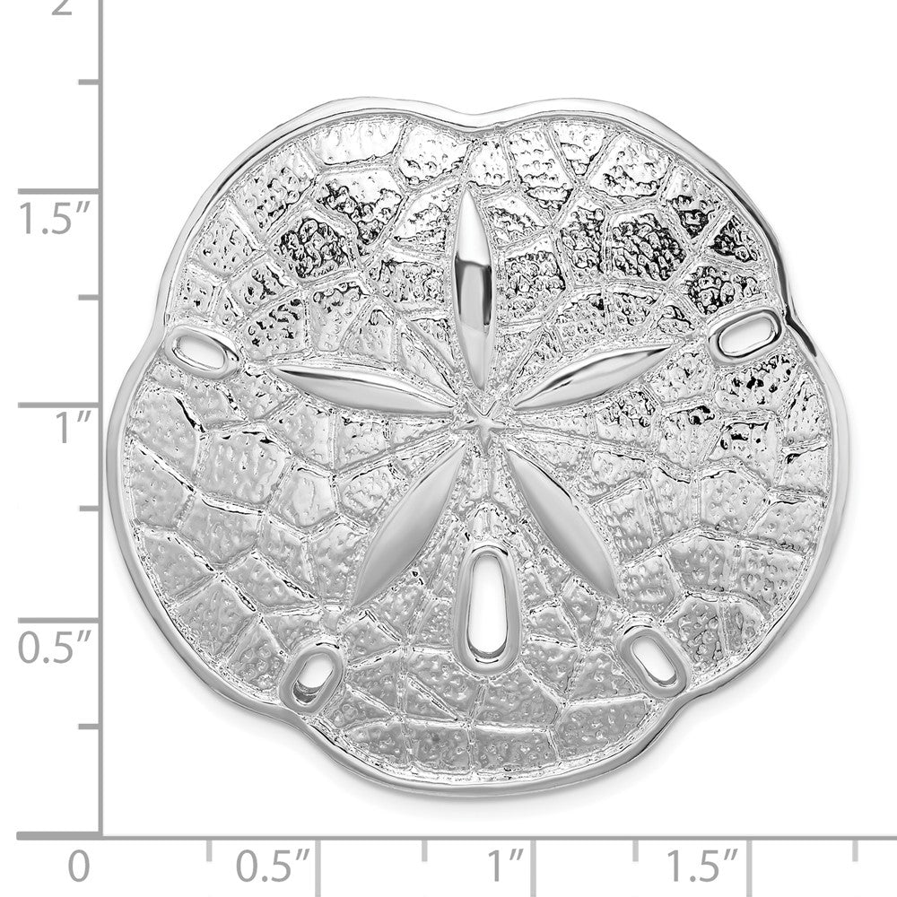 Sterling Silver De-Ani Rhodium-Plated Polished Sand Dollar With Scalloped Edge Slide