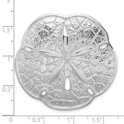 Sterling Silver De-Ani Rhodium-Plated Polished Sand Dollar With Scalloped Edge Slide