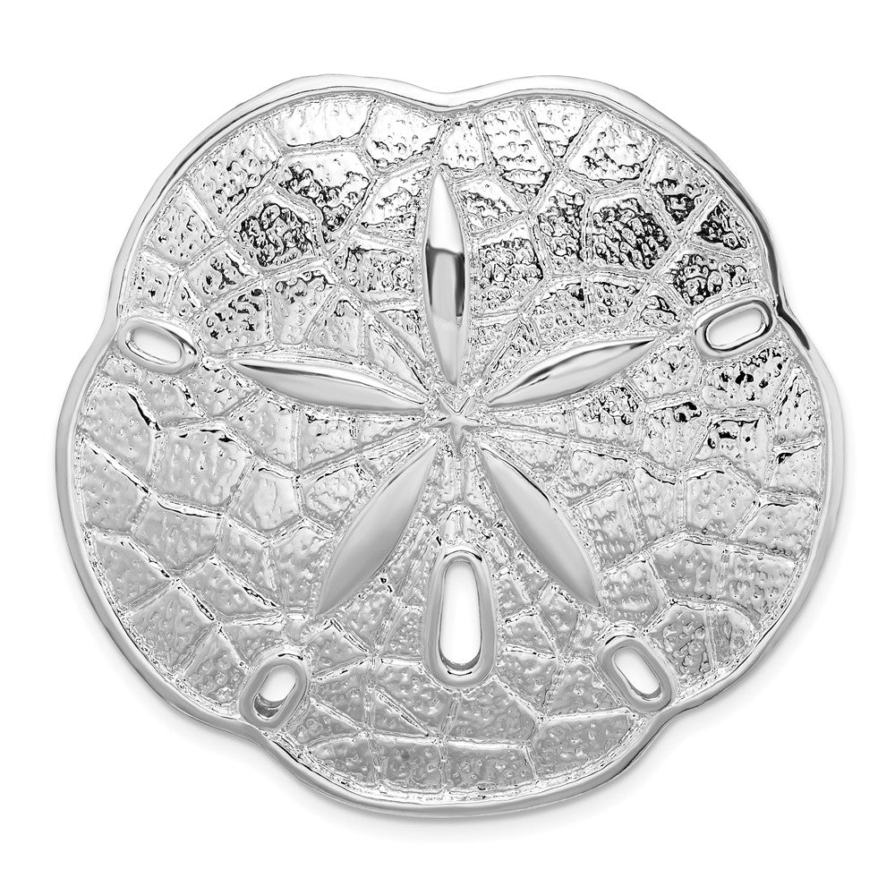 Sterling Silver De-Ani Rhodium-Plated Polished Sand Dollar With Scalloped Edge Slide