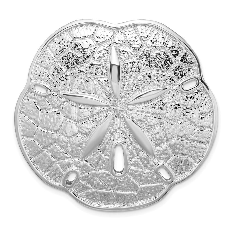 Sterling Silver De-Ani Rhodium-Plated Polished Sand Dollar With Scalloped Edge Slide