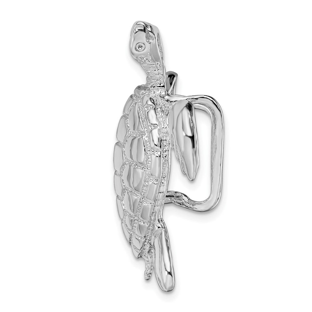Sterling Silver De-Ani Rhodium-Plated Polished Sea Turtle Slide