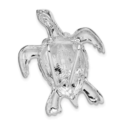 Sterling Silver De-Ani Rhodium-Plated Polished Sea Turtle Slide