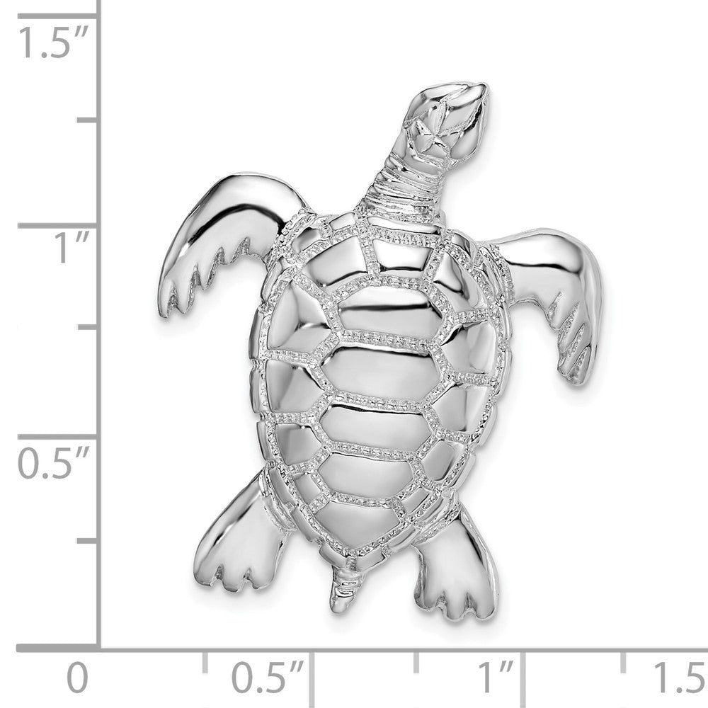Sterling Silver De-Ani Rhodium-Plated Polished Sea Turtle Slide