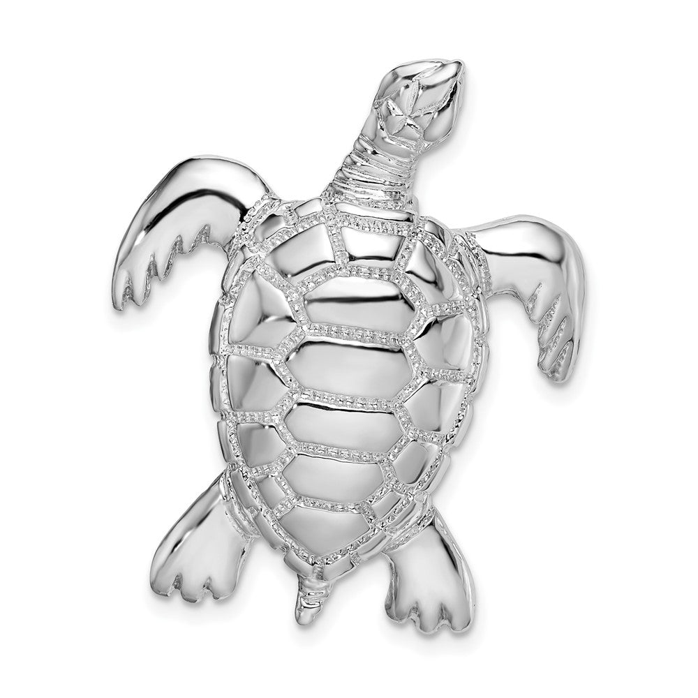 Sterling Silver De-Ani Rhodium-Plated Polished Sea Turtle Slide