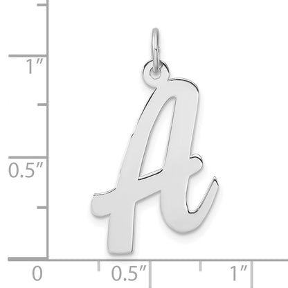 Large Sterling Silver Rhodium-Plated Script Letter Initial Charm