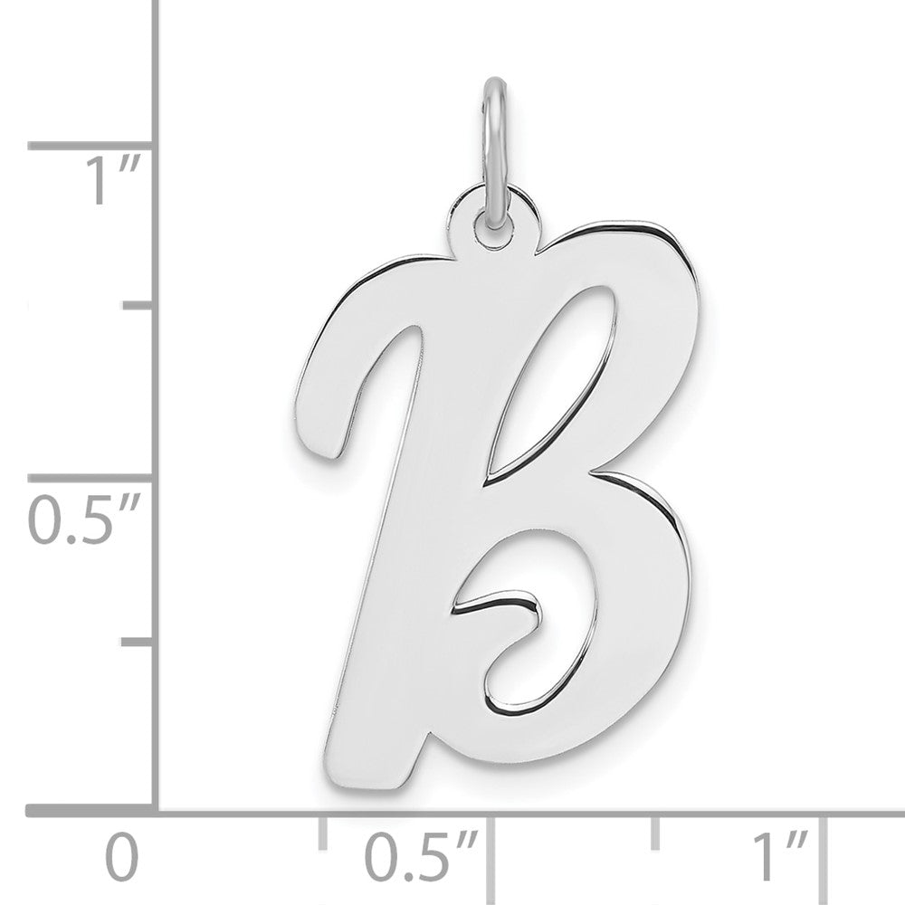 Large Sterling Silver Rhodium-Plated Script Letter B Initial Charm