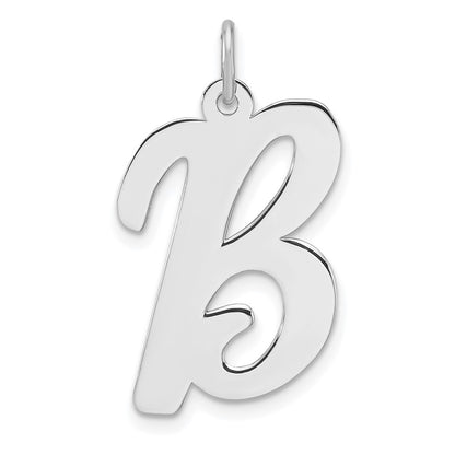 Large Sterling Silver Rhodium-Plated Script Letter B Initial Charm