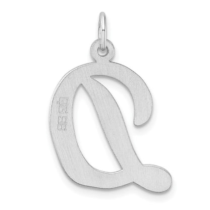 Large Sterling Silver Rhodium-Plated Script Letter D Initial Charm