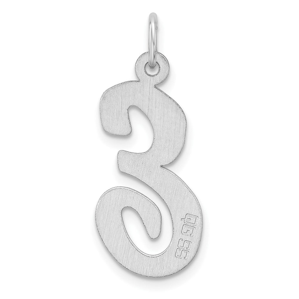 Large Sterling Silver Rhodium-Plated Script Letter E Initial Charm