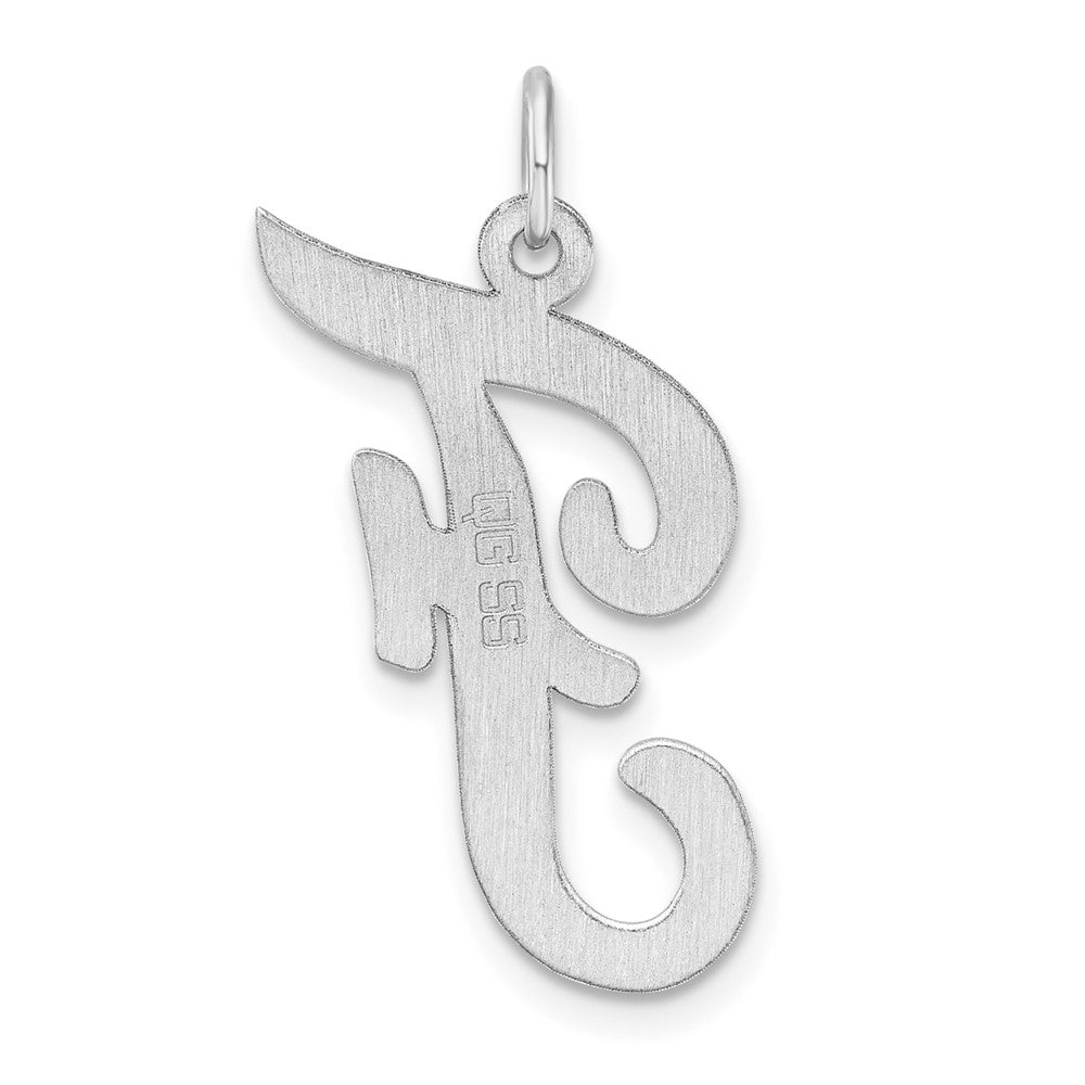 Large Sterling Silver Rhodium-Plated Script Letter F Initial Charm