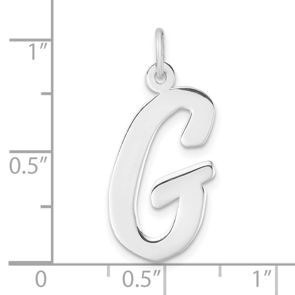 Large Sterling Silver Rhodium-Plated Script Letter G Initial Charm