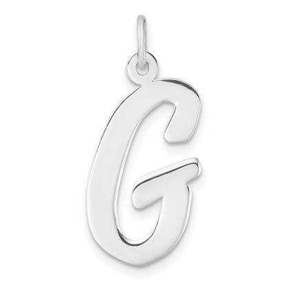 Large Sterling Silver Rhodium-Plated Script Letter G Initial Charm