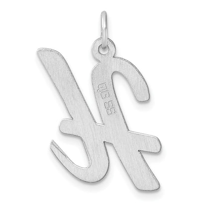 Large Sterling Silver Rhodium-Plated Script Letter H Initial Charm
