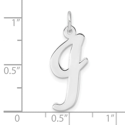Large Sterling Silver Rhodium-Plated Script Letter I Initial Charm