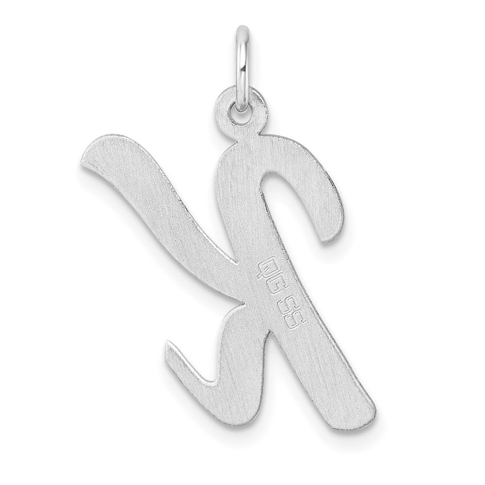 Large Sterling Silver Rhodium-Plated Script Letter K Initial Charm
