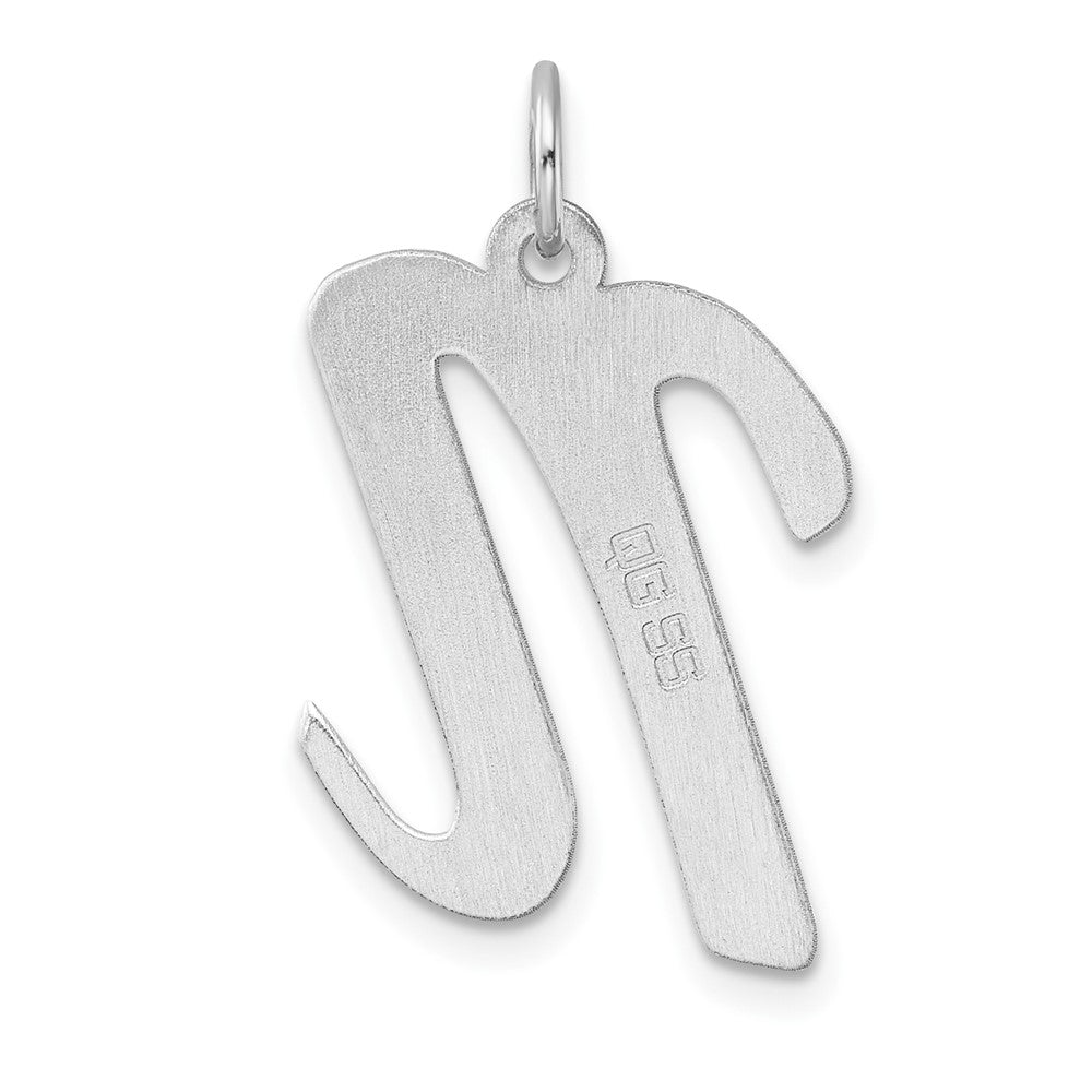 Large Sterling Silver Rhodium-Plated Script Letter N Initial Charm