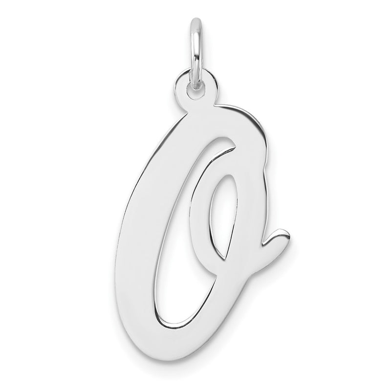 Large Sterling Silver Rhodium-Plated Script Letter O Initial Charm
