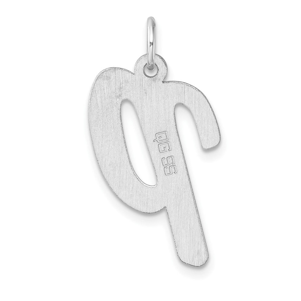 Large Sterling Silver Rhodium-Plated Script Letter P Initial Charm