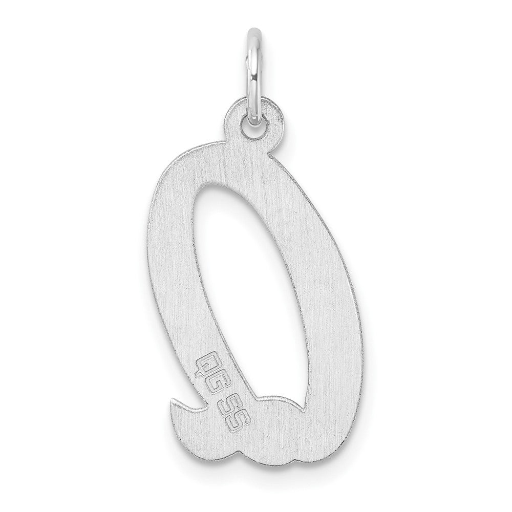 Large Sterling Silver Rhodium-Plated Script Letter Q Initial Charm