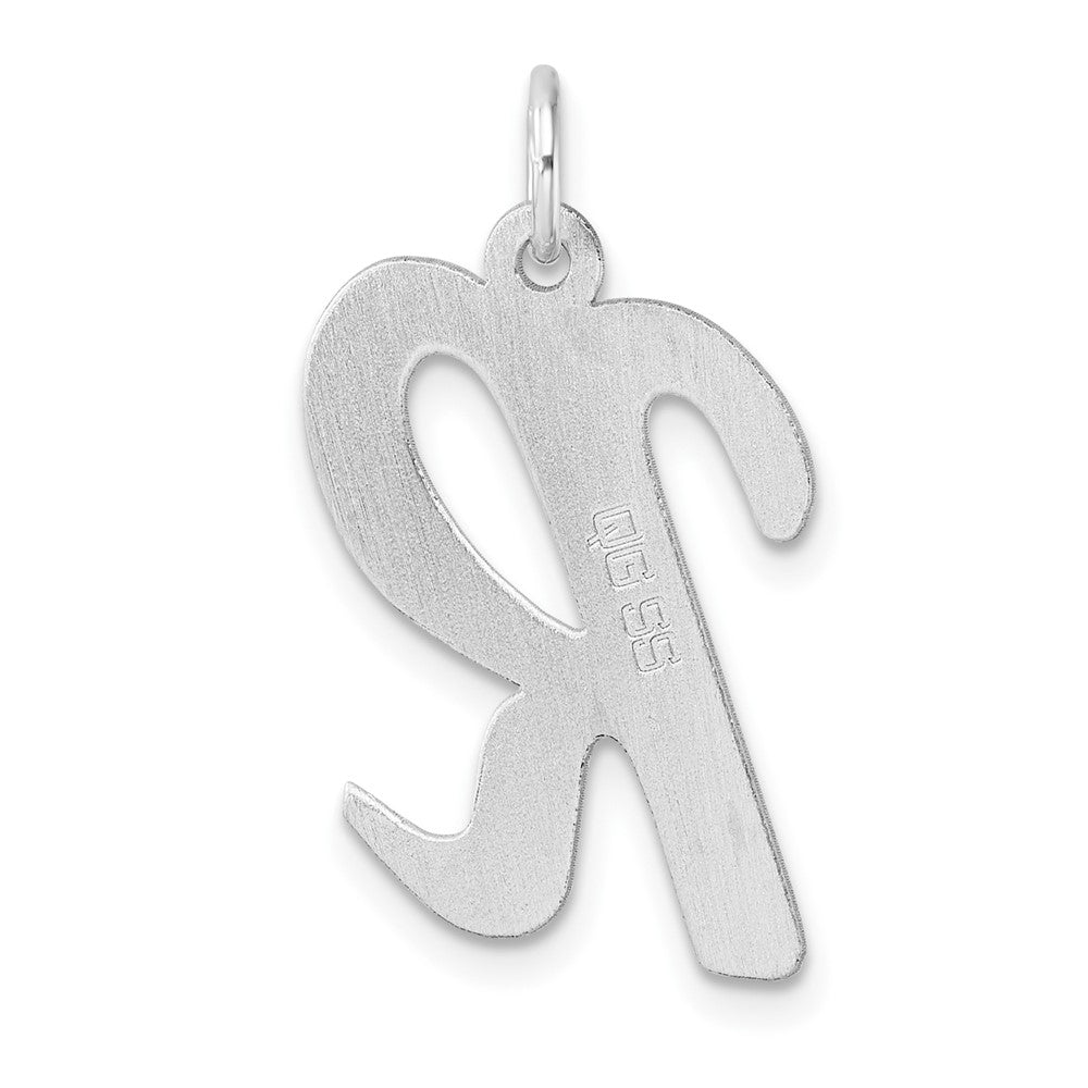 Large Sterling Silver Rhodium-Plated Script Letter R Initial Charm