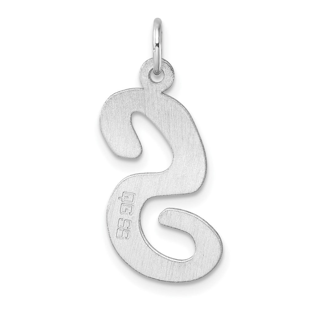 Large Sterling Silver Rhodium-Plated Script Letter S Initial Charm