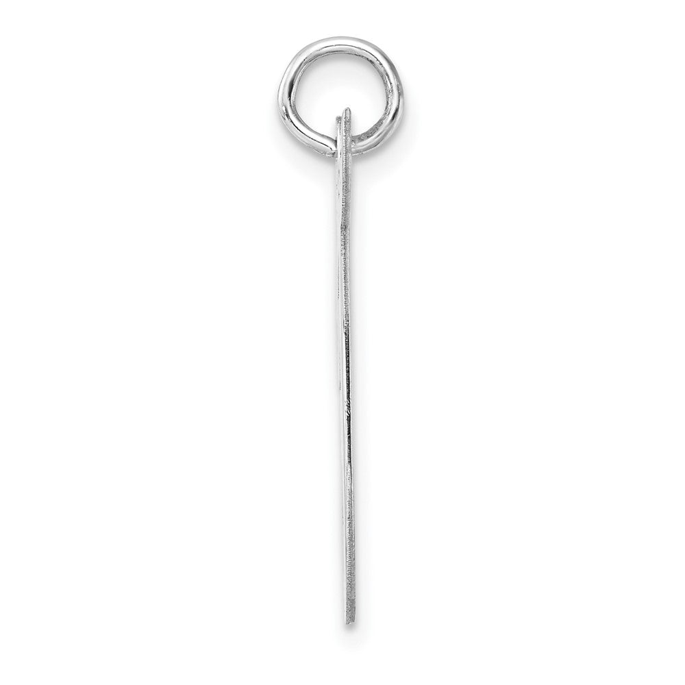 Large Sterling Silver Rhodium-Plated Script Letter T Initial Charm