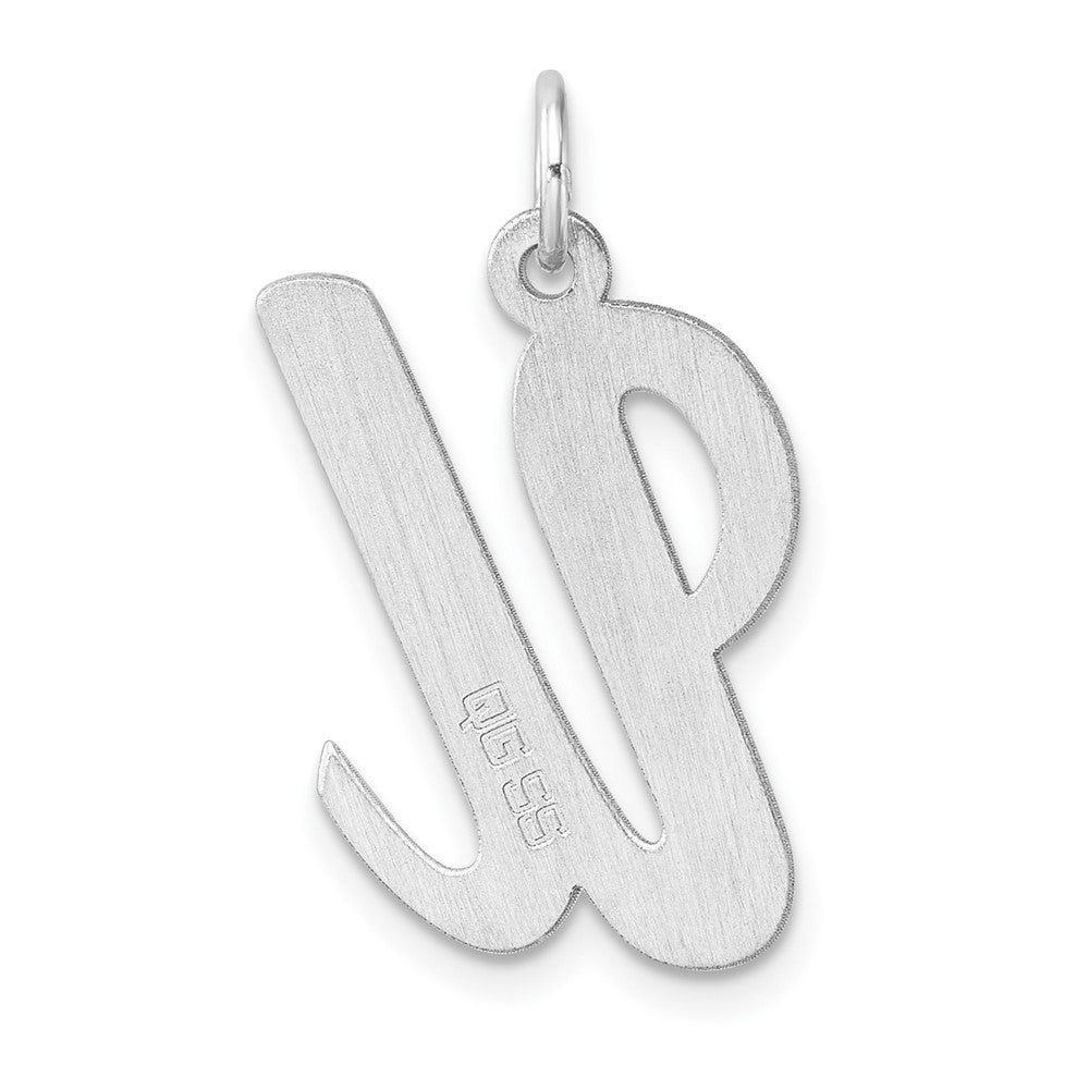 Large Sterling Silver Rhodium-Plated Script Letter U Initial Charm