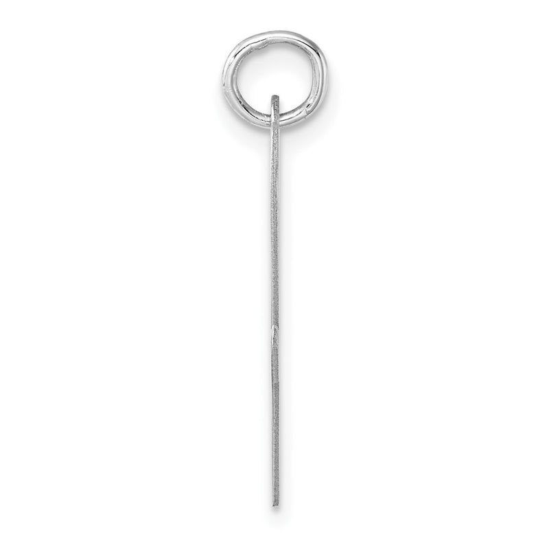 Large Sterling Silver Rhodium-Plated Script Letter V Initial Charm