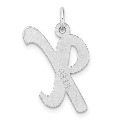Large Sterling Silver Rhodium-Plated Script Letter X Initial Charm