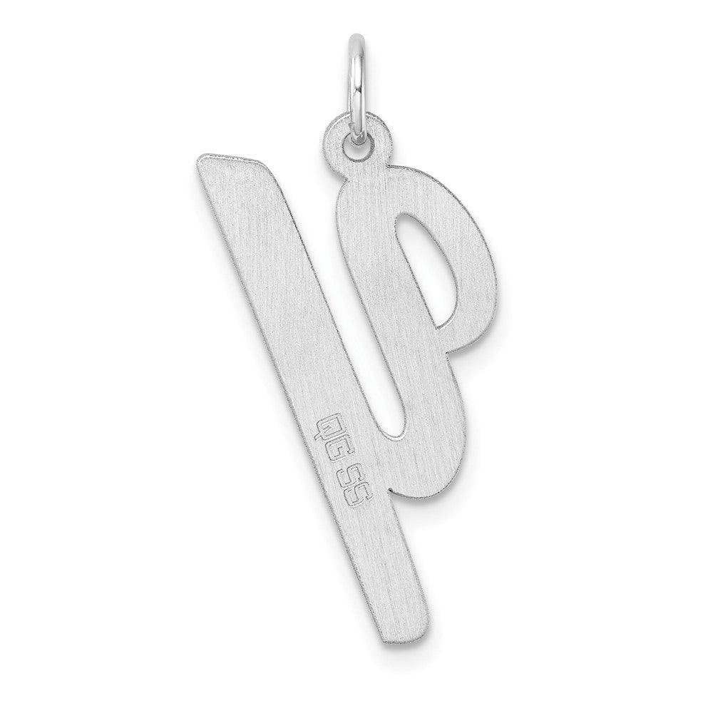 Large Sterling Silver Rhodium-Plated Script Letter Y Initial Charm