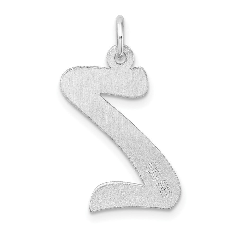 Large Sterling Silver Rhodium-Plated Script Letter Z Initial Charm