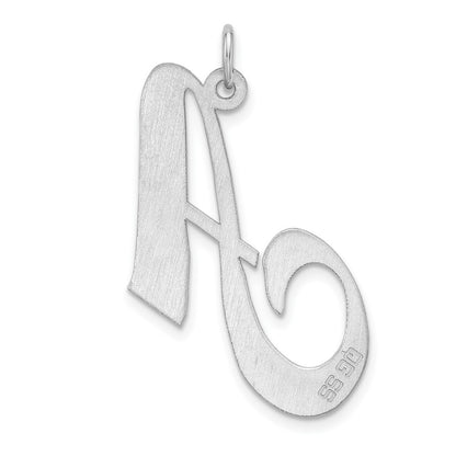 Large Sterling Silver Rhodium-Plated Fancy Script Letter Initial Charm